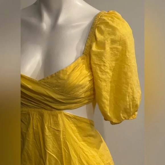 STAUD Carina Sunburst Two-Tone Puff-Sleeve Maxi Dress - Picture 5 of 10